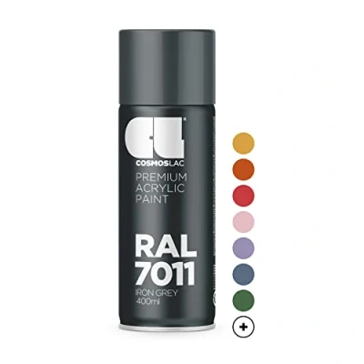 Afbeelding van Cosmos LAC Spuitverf, acryllak in spuitbus, vele RAL kleuren, perfect geschikt voor doe het zelfprojecten, upcycling en andere verfklussen, 400 ml (RAL 7011 ijzergrijs)
