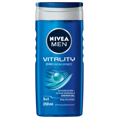 Afbeelding van Nivea Douchegel Men Vitality Fresh 250 ml. 6 x Voordeelpak