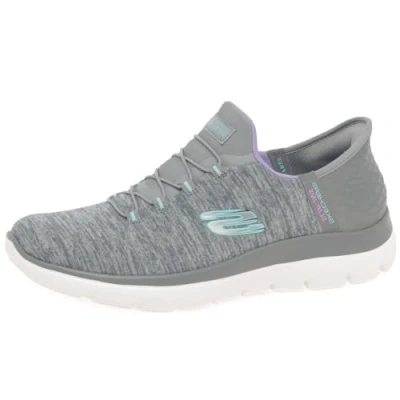 Afbeelding van Skechers Dames Hands Free Slip Ins Summits Dazzling Haze Sneakers, grijs mint, 39.5 EU Breed
