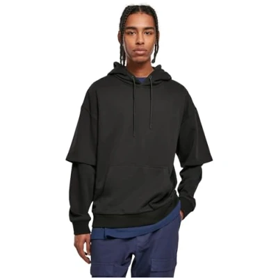Afbeelding van Urban Classics Doublesleeve Hoodie, Heren, Maat: Medium, Black