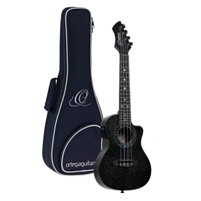Afbeelding van Ortega RUHZ CE STAR Horizon Series concert Ukulele Black Sparkle E/A ukelele met gigbag