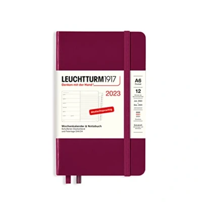Afbeelding van LEUCHTTURM1917 365681 weekkalender &amp; notitieboek Pocket (A6) 2023, 12 maanden, Port Red, Duits