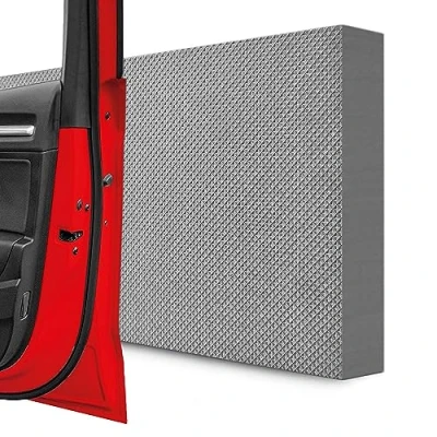 Afbeelding van STRACKS® 4 x wandbescherming voor garage, 40 20 3 cm, extra dikke deurbescherming, je auto en de garagewand, zelfklevende deurrandbescherming, set van 4, ruitpatroon, grijs