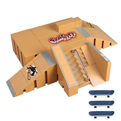 Afbeelding van Stecto Skateparkset, mini vinger skateboard greepplanken Ultimate Parks met 3 stuks vingerboards, hellingsonderdelen voor tech deck vingerboard, vingerskateboard