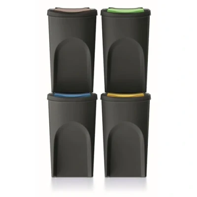 Afbeelding van Prosperplast Kaden Prullenbak set van 4x35L Zwart