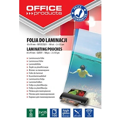 Afbeelding van OFFICE PRODUCTS 20325835 90 lamineerfolie 65 x 95 mm, 2 125 micron, glanzend, 100 stuks, transparant