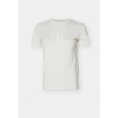 Afbeelding van Calvin Klein Jeans Glossy Monologo Regular TEE Tshirt print, Dames, Maat: XS, Moonbeam