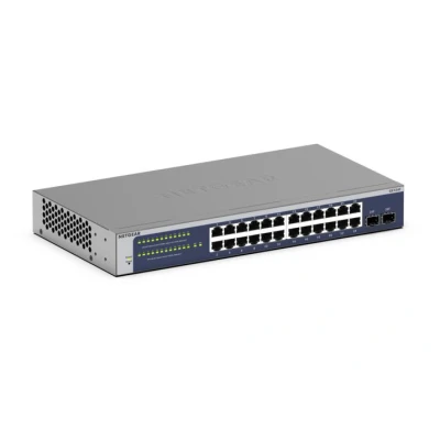 Afbeelding van NETGEAR 24 poorts Gigabit Ethernet Smart Switch (GS724T) Managed, optioneel met 1 jaar Insight Cloud Management, 2 1G SFP, desktop &amp; rack mount en beperkte gebruiksgarantie
