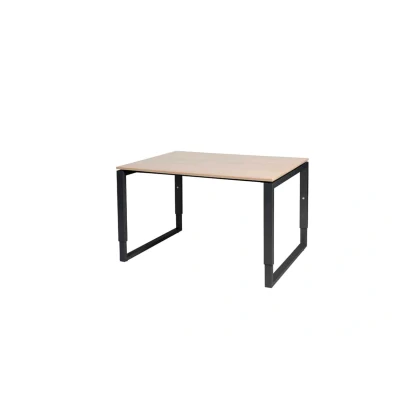 Afbeelding van Domino Plus bureau, hoogte instelbaar (62 85cm) met 120x90cm &#039;zwevend&#039; havana/ kersen licht 25mm blad en zwart (RAL9011) O poot frame