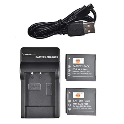Afbeelding van DSTE KLIC 7001 camera accu (2 stuks) en oplader compatibel met Kodak M1063 M1073 is M320 M340 M341 M753 M763 M853