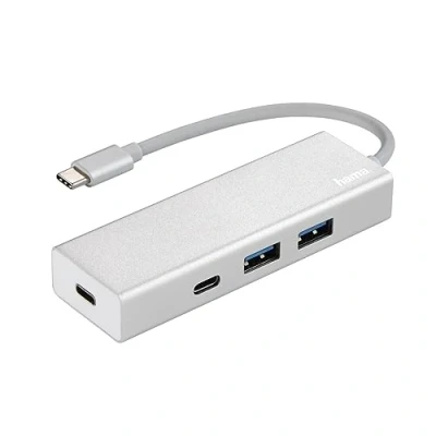 Afbeelding van Hama USB 3.1 Type C Hub, 4 voudig (2x A, 2x C, 5Gbit/s Super Speed Data Transfer, voor PC/Mac/Laptop/Tablet met /Thunderbolt 3 aansluiting, aluminium) externe verdeler, multi hub