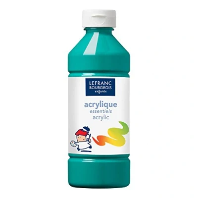 Afbeelding van Lefranc Bourgois 188534 Acrylverf, kinderverf, gebruiksklaar, droogt watervast op, geschikt voor alle ondergronden zoals hout, papier, karton, steen, gips, metaal, plastic, 500ml fles Dark Green