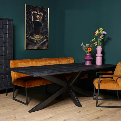 Afbeelding van Eetkamertafel Zwart Daan Eettafel industrieel 200 cm