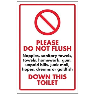 Afbeelding van V Safety Please Do Not Flush Luiers Bord 150mm x 200mm Zelfklevend