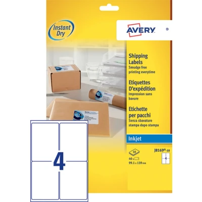 Afbeelding van Etiket Avery J8169 10 99.1x139mm wit 40stuks