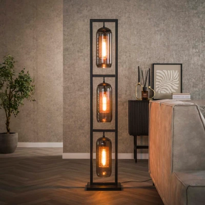 Afbeelding van Hoyz Vloerlamp Tower 3L Smoke Glas Artic Zwart