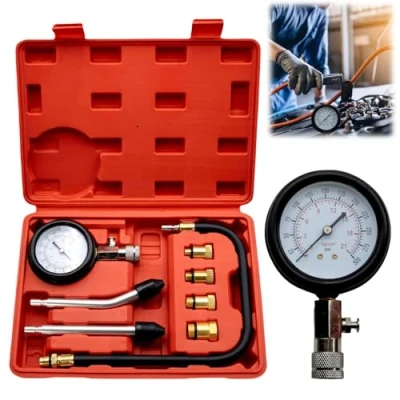 Afbeelding van Compressietester: Compressie Tester Kit benzine Meter Tool voor het testen van motorfiets, auto buitenboordmotor, sneeuwscooter gas motor