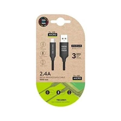 Afbeelding van USB kabel Tech One TEC2001 1 m Zwart