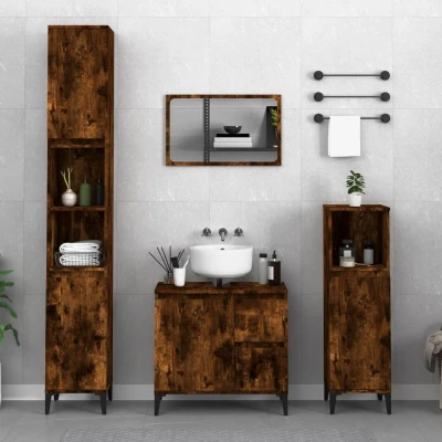 Afbeelding van vidaXL Badkamerkast 30x30x100 cm bewerkt hout gerookt eikenkleurig