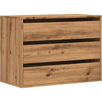 Afbeelding van Ladekast 80x41x58 cm bewerkt hout artisanaal eikenkleurig