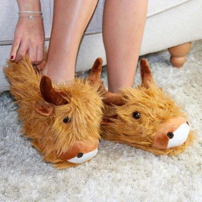 Afbeelding van Schotse hooglander pantoffels, Cadeau haar, vriendin, zus, moeder, Grappige cadeaus, Cadeau, idee