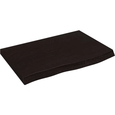 Afbeelding van Wastafelblad 60x40x(2 4) cm behandeld massief hout donkerbruin
