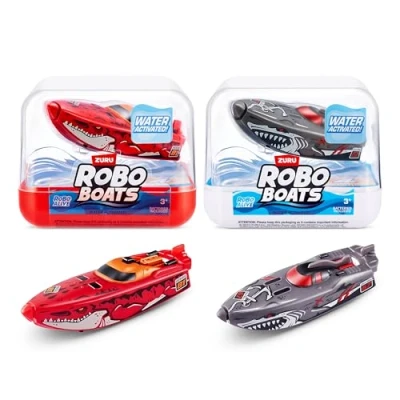 Afbeelding van Robo Alive Roboboten, witte haai en dino haaiboot, 2 stuks, van ZURU watergeactiveerd bootspeelgoed, speelgoed voor jongens, badspeelgoed, zwembadspeelgoed (exclusief Amazon)