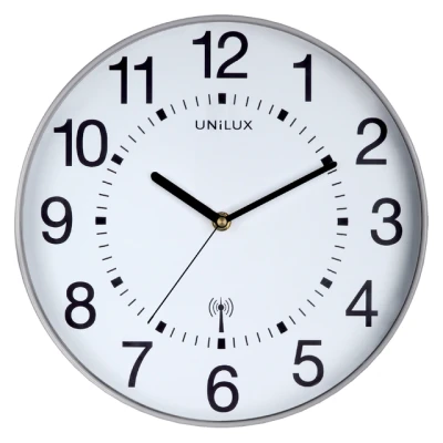 Afbeelding van Wandklok Unilux Wave radio controlled diameter30cm zilvergrijs/wit