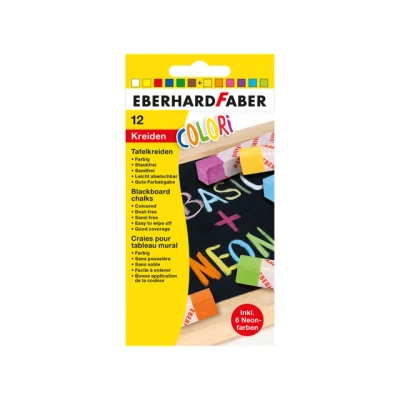 Afbeelding van 6x Bordkrijt Eberhard Faber vierkant ass. 12st. neon en standaard kleu