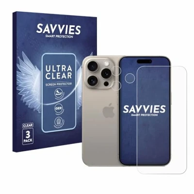 Afbeelding van Savvies Screenprotector voor Apple iPhone 15 Pro (Voor+Camera) Folie Beschermfolie transparant (6 Stuks)