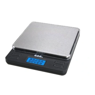 Afbeelding van g &amp; LS 2000 / 0,1 precisieweegschaal, zakweegschaal, digitale weegschaal, brievenweegschaal, extra groot weegoppervlak, 2 trays, AAA batterijen