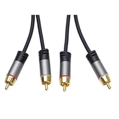 Afbeelding van PremiumCord CINCH HQ kabel 2 x stekker naar stekker, audio video verbindingskabel, voor tv telefoons MP3 HiFi, afgeschermd, metalen connector, M/M, lengte 1,5 m
