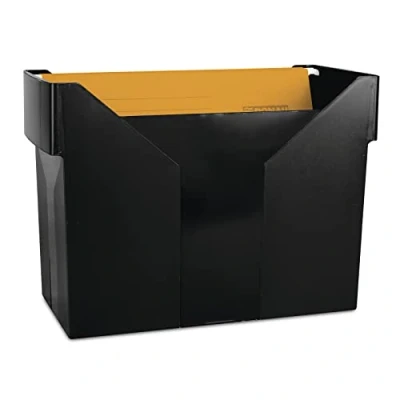 Afbeelding van DONAU 7422001PL 01 hangmappenbox met 5 gratis hangmappen/hangmappen van onbreekbaar kunststof/praktische bestandsdoos voor mappen A4/ kleur: zwart