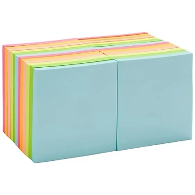 Afbeelding van Amazon Basics Zelfklevend notitieblok, mini, vierkant, 7,6 x cm, 24 stuks, kleurrijk