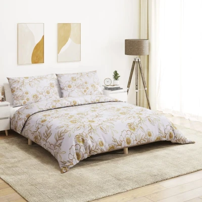 Afbeelding van Dekbedovertrekset 200x220 cm katoen wit en bruin