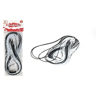 Afbeelding van FLYPOP&#039;S 20 Scoubidou Draden Recreatiespel 010066YU Zwart en Wit Nylon Creatieve Hobby Kinder Speelgoed 100 cm x 0,5 Vanaf 6 jaar.