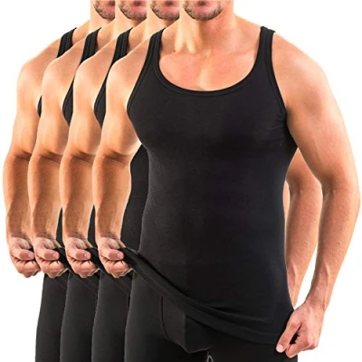 Afbeelding van HERMKO 3000 4 pack heren tanktops (meer kleuren) biologisch katoen, zwart, 4XL