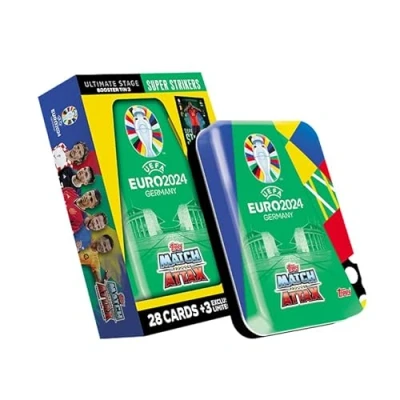 Afbeelding van Topps Officiële EURO 2024 Match Attax Booster Tin Super Strikers bevat 28 kaarten plus 3 exclusieve Limited Edition kaarten!