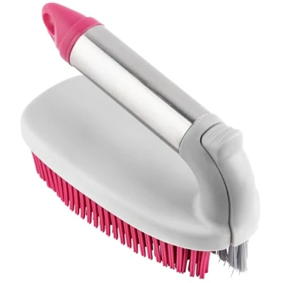 Afbeelding van Kleeneze KL078957EU7 Rubber Head Scrubbing Brush 2 in 1 Design, Removable Section for Cleaning Grout and Hard to Clean Areas, Easy Hygienic Bristles, Stainless Steel Handle