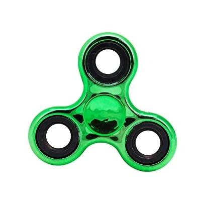 Afbeelding van Toyland® Fidget Hand Spinner Stress en angstverlichting Diverse kleuren (metallic groene zwarte ringen)