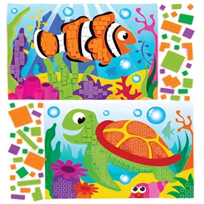 Afbeelding van Baker Ross Mozaïekknutselsets &quot;zeedieren&quot; (4 stuks) zelfklevende mozaïek voor kinderen