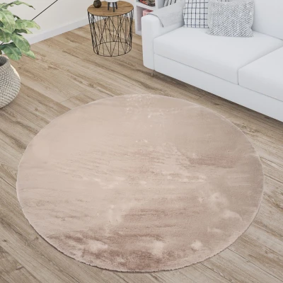 Afbeelding van Paradise Fluffy Vacht Vloerkleed Hoogpolig Taupe Effen Tapijt 160 cm rond