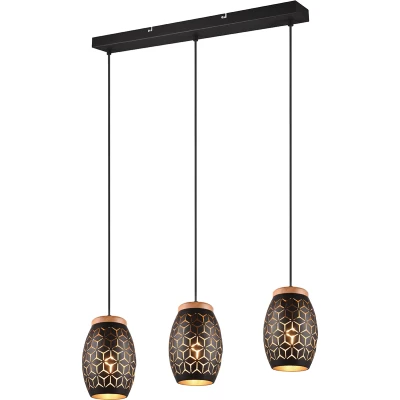 Afbeelding van REALITY BIDAR Hanglamp Zwart goud excl. 3x E27 28W