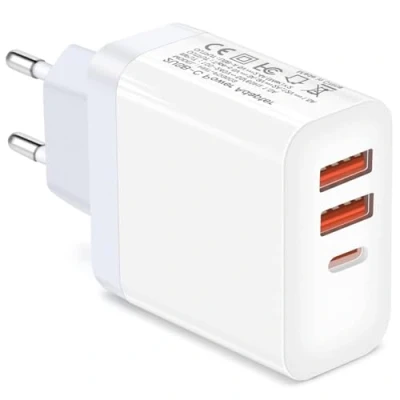 Afbeelding van SCCVEE 2USB C snellader, 3 in 1 oplader, 30 W QC3.0 voeding, multi USB type oplaadadapter voor iPhone 12/13/11/Pro/mini/Samsung S22/S21/S20/Xiaomi/Huawei/OPPO/OnePlus.