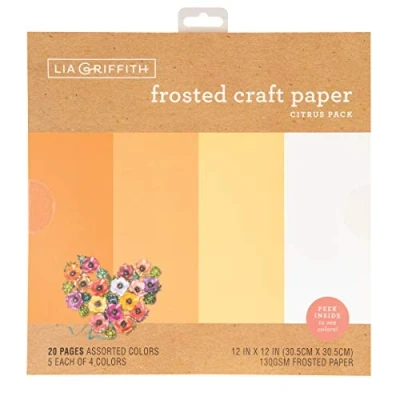Afbeelding van Lia Griffith Frosted Craft Paper, Citrus Color Pack, 12 &quot;x 12&quot;