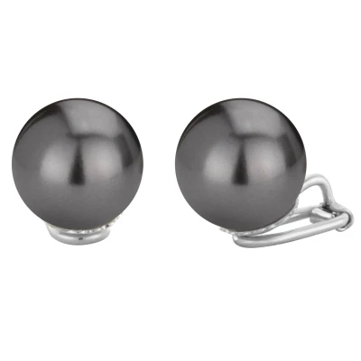 Afbeelding van Traveller Clip Oorbellen Oorclips Dames Pareloorclips Zilverkleurig Parels ø 14 mm Zwart Geplatineerd 718114