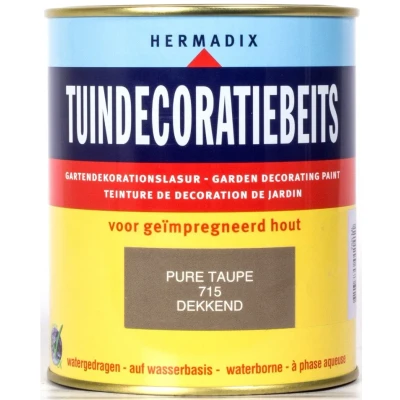 Afbeelding van Hermadix Tuindecoratiebeits Dekkend 715 Pure Taupe 0,75 liter Tuinbeits