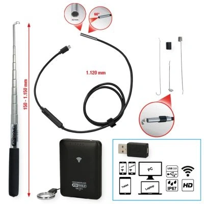 Afbeelding van KS Tools 550.7510 WiFi videoscoopset met Ø 5,5 mm 0 HD frontcamera sonde, 7 dlg