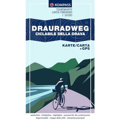 Afbeelding van KOMPASS Fahrrad Tourenkarte Drauradweg Ciclabile della Drava 1:50.000: Von Toblach nach Maribor, GPX Datei zum Download, Leporello Karte, reiß und wetterfest: 7027