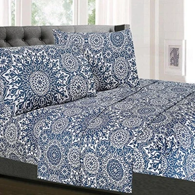 Afbeelding van Sweet Home Collection Luxe beddengoed set met plat, hoeslaken, 2 kussenslopen, microvezel, oase, volledig